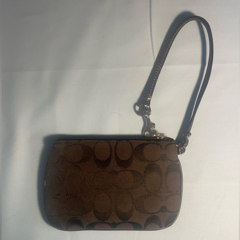 Brown Patterned Wristlet